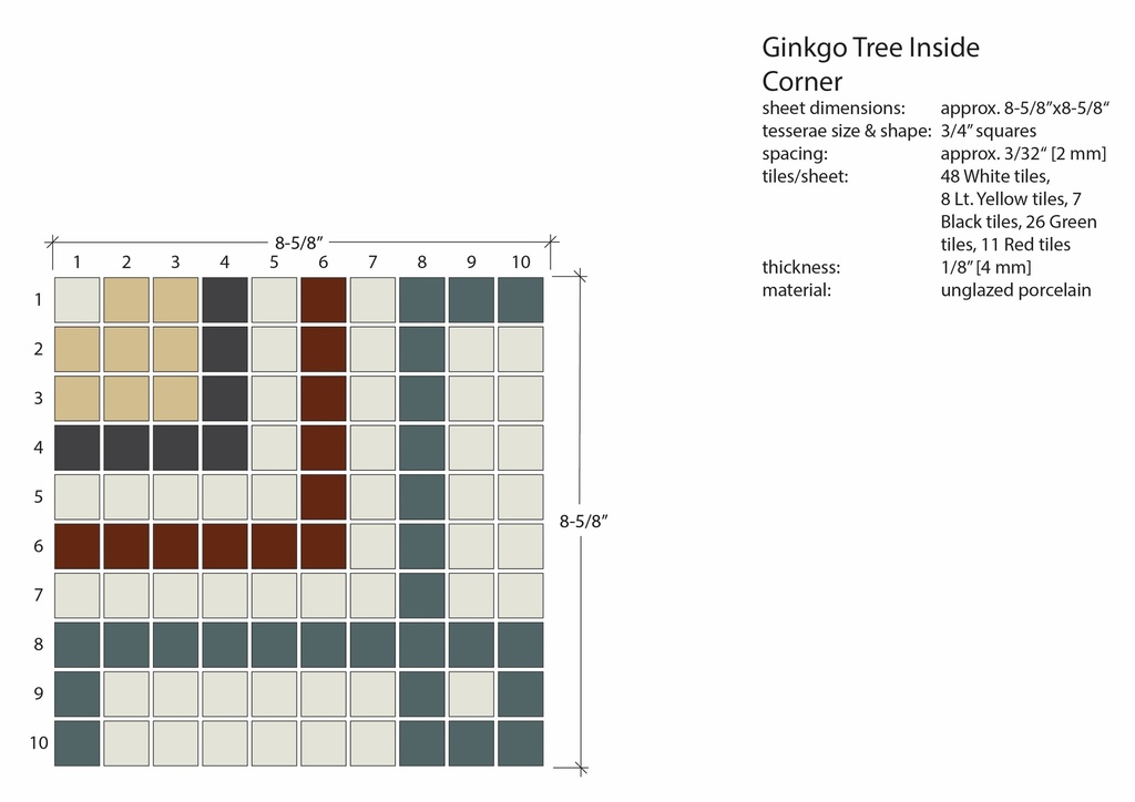 Ginkgo Tree Inside Corner - 3/4" square