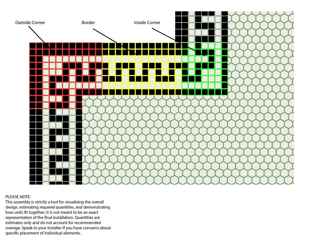 Doric Greek key border outside corner in White/Black - 3/4" squares