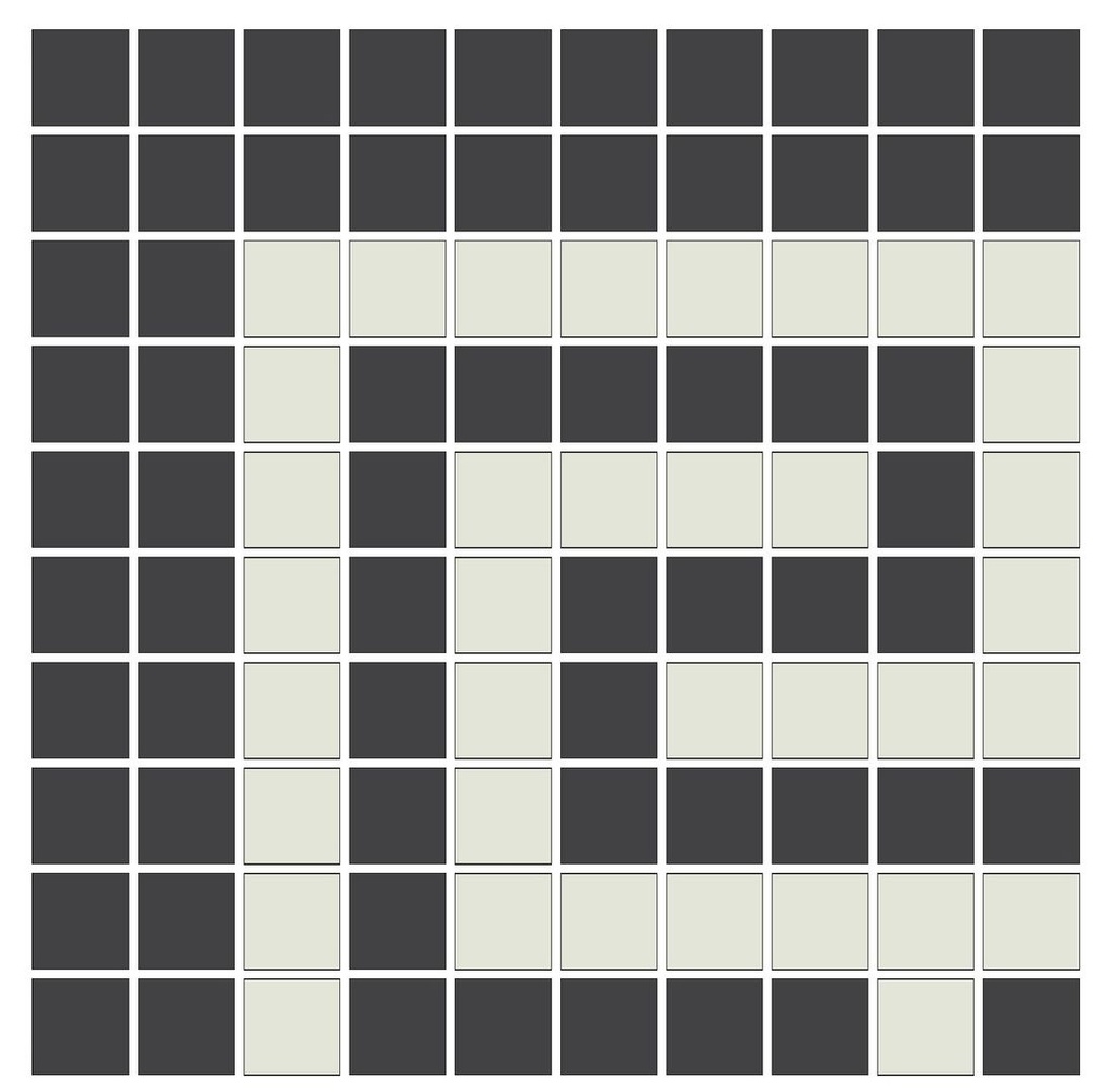Ionic Greek key border outside corner in White/Black - 3/4" squares