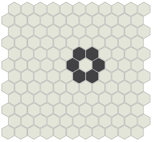 [SMPPDY00] Black Daisy Pattern - 1"Hex in White background