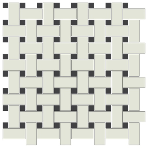 [SMC50BW1] Basketweave mosaic in White/Black - 1" x 2" rectangle
