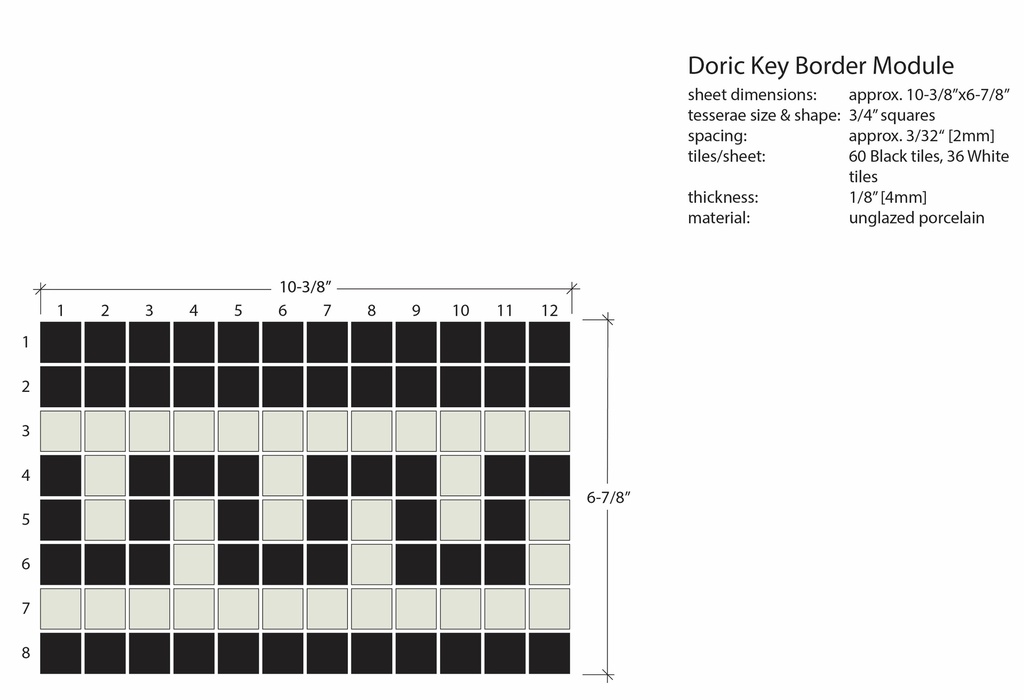 8-5/8" x 13-3/4" Doric Greek key border in White/Black