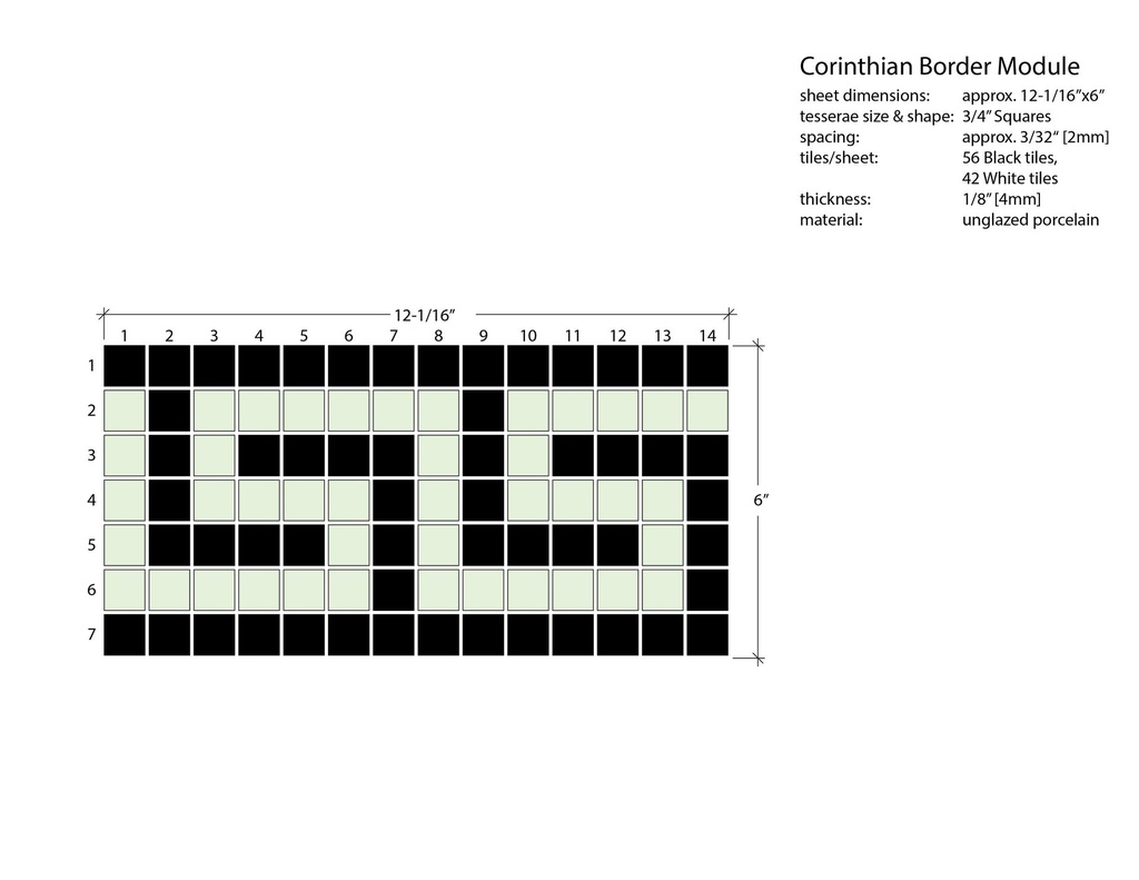 6&quot; x 12-1/16&quot; Corinthian Greek key border in White/Black