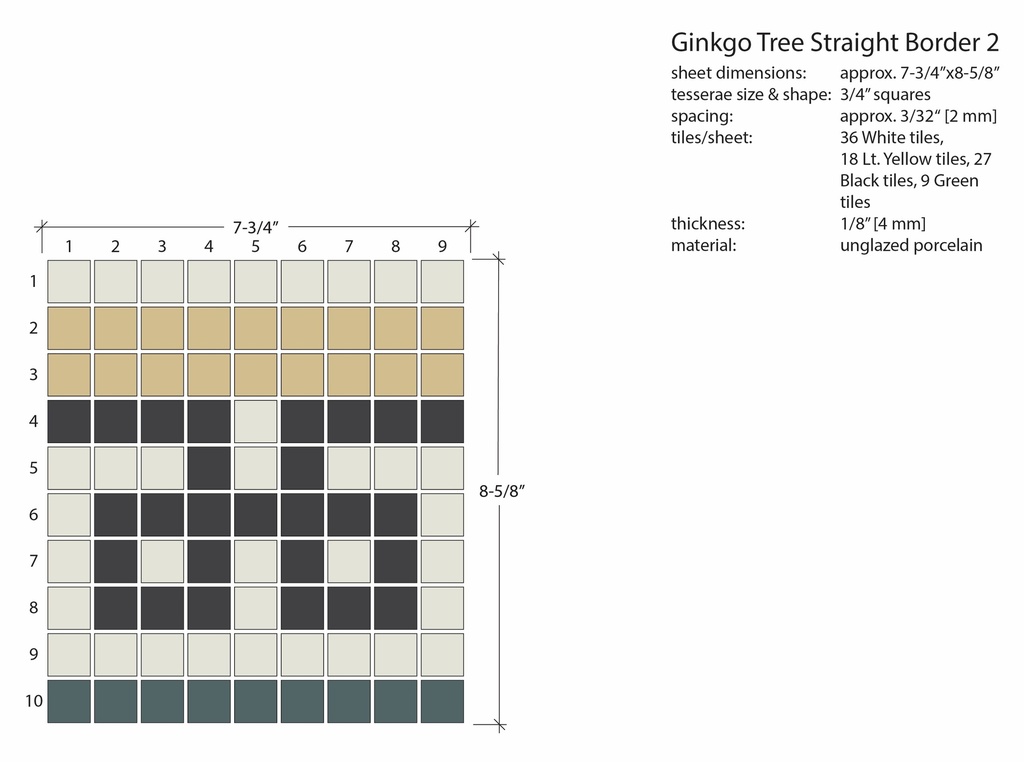 Ginkgo Tree Border Module #2 - 3/4" square