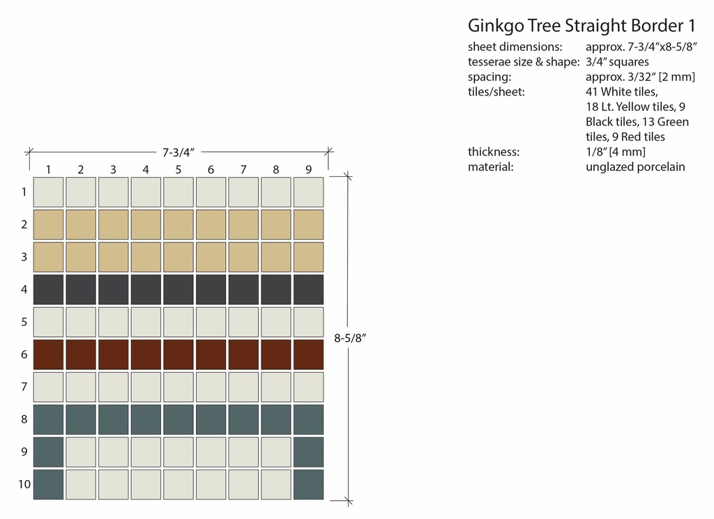 Ginkgo Tree Border Module #1 - 3/4" square