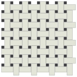 [SMC50BW1] Basketweave mosaic in White/Black - 1&quot; x 2&quot; rectangle